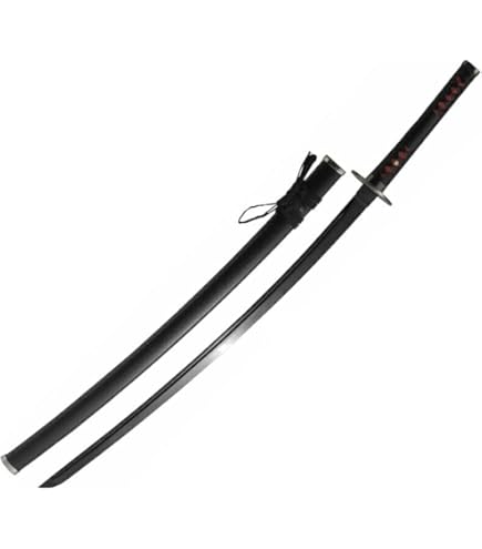 Amazon.co.jp: 模造刀 美術刀 黒斬剣 大輪鍔 大刀 黒塗り刃紋無刀身